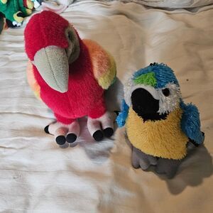 Set of 2 Vintage 90s Parrot Plush - The Petting Zoo 1994 Colorful Tropical Birds